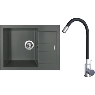 Set Sinks G22872 (dřez Amanda 650 Titanium 72 + baterie Elasta Nerez/Černá)