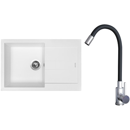 Set Sinks G22928 (dřez Amanda 780 Milk 28 + baterie Elasta Nerez/Černá)
