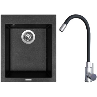 Set Sinks G22630 (dřez Cube 410 Granblack 30 + baterie Elasta Nerez/Černá)