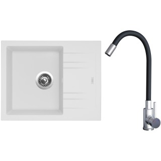 Set Sinks G20328 (dřez Linea 600 Milk 28 + baterie Elasta Nerez/Černá)