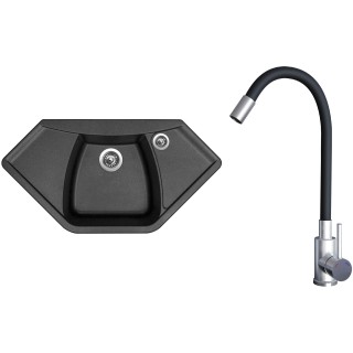 Set Sinks G23474 (dřez Naiky 980 Metalblack 74 + baterie Elasta Nerez/Černá)