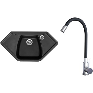 Set Sinks G23426 (dřez Naiky 980 Pureblack 26 + baterie Elasta Nerez/Černá)