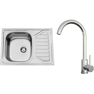 Set Sinks N126 (dřez Okio 650 V 0,6 mm matný + baterie Arco Celonerezová)
