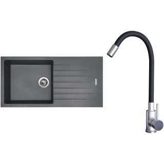 Set Sinks G22372 (dřez Perfecto 1000 Titanium 72 + baterie Elasta Nerez/Černá)