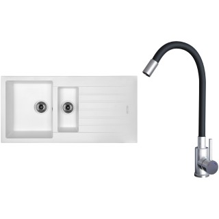 Set Sinks G22428 (dřez Perfecto 1000.1 Milk 28 + baterie Elasta Nerez/Černá)