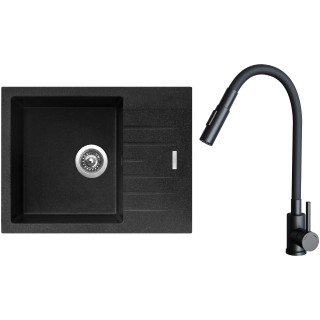 Set Sinks G24830 (dřez Perfecto 650 Granblack 30 + baterie Elasta S Černá matná)