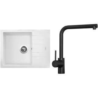 Set Sinks G11128 (dřez Perfecto 650 Milk 28 + baterie Elka Černá matná)