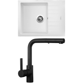 Set Sinks G24928 (dřez Perfecto 650 Milk 28 + baterie Enigma S Černá matná)