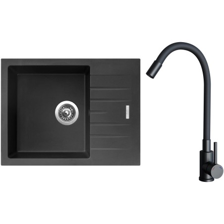 Set Sinks G24526 (dřez Perfecto 650 Pureblack 26 + baterie Elasta Černá matná)