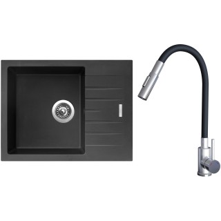 Set Sinks G24726 (dřez Perfecto 650 Pureblack 26 + baterie Elasta S Nerez/Černá)