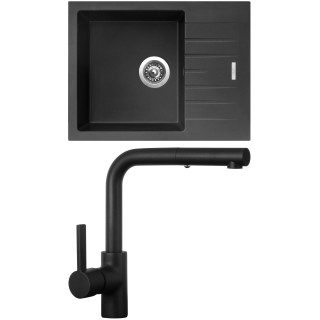 Set Sinks G24926 (dřez Perfecto 650 Pureblack 26 + baterie Enigma S Černá matná)