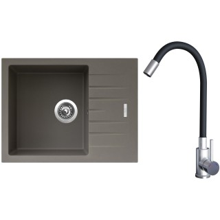 Set Sinks G21854 (dřez Perfecto 650 Truffle 54 + baterie Elasta Nerez/Černá)