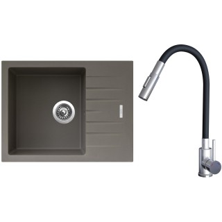 Set Sinks G24754 (dřez Perfecto 650 Truffle 54 + baterie Elasta S Nerez/Černá)