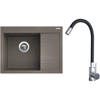 Set Sinks G20454 (dřez Rim 650 L Truffle 54 levý + baterie Elasta Nerez/Černá)