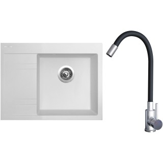 Set Sinks G20528 (dřez Rim 650 P Milk 28 pravý + baterie Elasta Nerez/Černá)