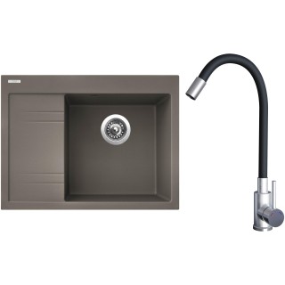 Set Sinks G20554 (dřez Rim 650 P Truffle 54 pravý + baterie Elasta Nerez/Černá)