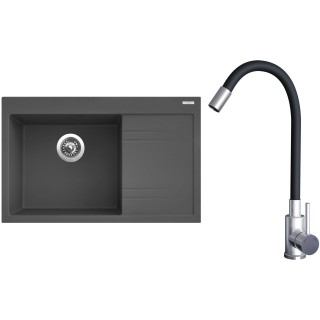 Set Sinks G20872 (dřez Rim 780 L Titanium 72 levý + baterie Elasta Nerez/Černá)