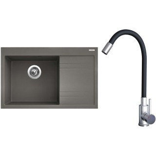 Set Sinks G20854 (dřez Rim 780 L Truffle 54 levý + baterie Elasta Nerez/Černá)