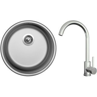 Set Sinks N118 (dřez Round 450 V 0,6 mm, matný + baterie Arco Celonerezová)