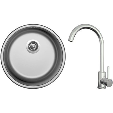 Set Sinks N118 (dřez Round 450 V 0,6 mm, matný + baterie Arco Celonerezová)