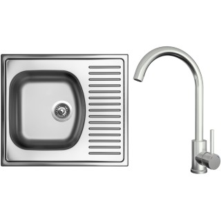 Set Sinks N122 (dřez Short 580 V 0,5 mm, matný + baterie Arco Celonerezová)