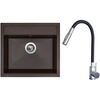 Set Sinks G24193 (dřez Solo 560 Marone 93 + baterie Elasta S Nerez/Černá)