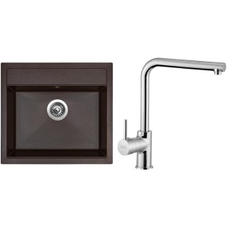 Set Sinks G23893 (dřez Solo 560 Marone 93 + baterie Elka Chrom - lesklý)