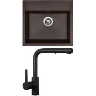 Set Sinks G24393 (dřez Solo 560 Marone 93 + baterie Enigma S Černá matná)