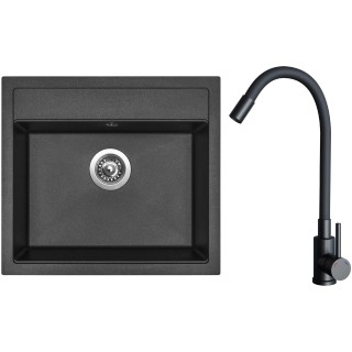 Set Sinks G23774 (dřez Solo 560 Metalblack 74 + baterie Elasta Černá matná)