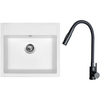 Set Sinks G24228 (dřez Solo 560 Milk 28 + baterie Elasta S Černá matná)