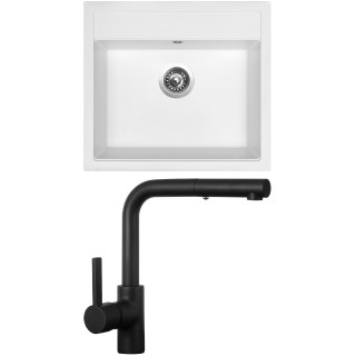 Set Sinks G24328 (dřez Solo 560 Milk 28 + baterie Enigma S Černá matná)