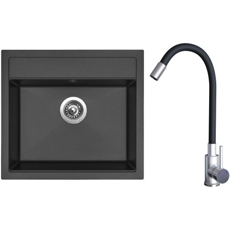 Set Sinks G21526 (dřez Solo 560 Pureblack 26 + baterie Elasta Nerez/Černá)