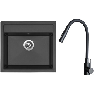 Set Sinks G24226 (dřez Solo 560 Pureblack 26 + baterie Elasta S Černá matná)