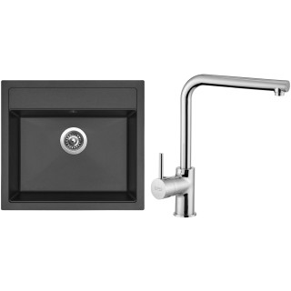 Set Sinks G23826 (dřez Solo 560 Pureblack 26 + baterie Elka Chrom - lesklý)