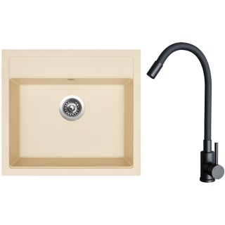 Set Sinks G23750 (dřez Solo 560 Sahara 50 + baterie Elasta Černá matná)