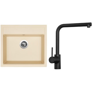 Set Sinks G23950 (dřez Solo 560 Sahara 50 + baterie Elka Černá matná)