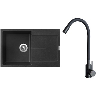 Set Sinks G25130 (dřez Ultima 790 Granblack 30 + baterie Elasta Černá matná)