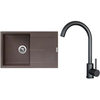 Set Sinks G25093 (dřez Ultima 790 Marone 93 + baterie Arco Černá matná)