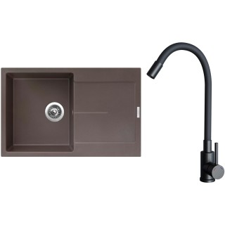 Set Sinks G25193 (dřez Ultima 790 Marone 93 + baterie Elasta Černá matná)