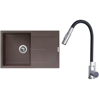 Set Sinks G25393 (dřez Ultima 790 Marone 93 + baterie Elasta S Nerez/Černá)