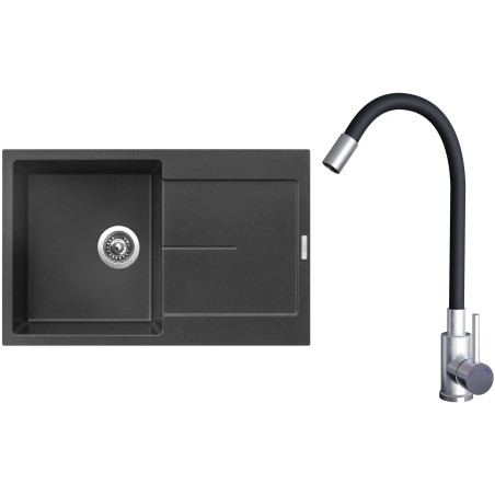 Set Sinks G21974 (dřez Ultima 790 Metalblack 74 + baterie Elasta Nerez/Černá)