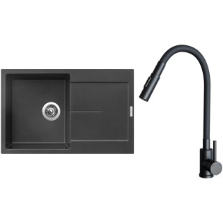 Set Sinks G25474 (dřez Ultima 790 Metalblack 74 + baterie Elasta S Černá matná)