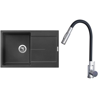 Set Sinks G25374 (dřez Ultima 790 Metalblack 74 + baterie Elasta S Nerez/Černá)