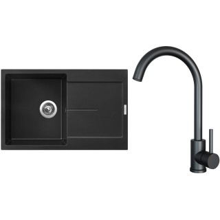 Set Sinks G25026 (dřez Ultima 790 Pureblack 26 + baterie Arco Černá matná)