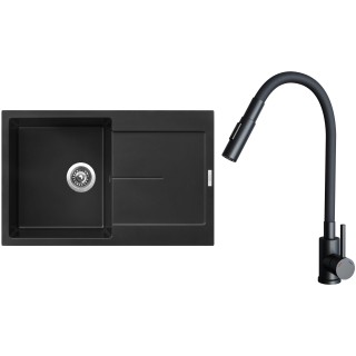 Set Sinks G25426 (dřez Ultima 790 Pureblack 26 + baterie Elasta S Černá matná)