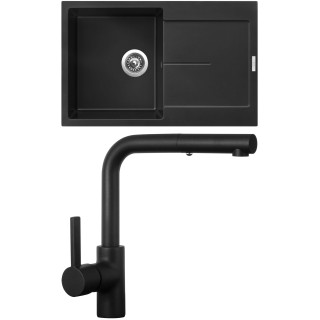 Set Sinks G25526 (dřez Ultima 790 Pureblack 26 + baterie Enigma S Černá matná)