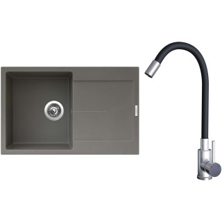 Set Sinks G21954 (dřez Ultima 790 Truffle 54 + baterie Elasta Nerez/Černá)