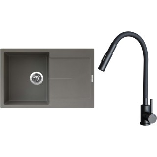 Set Sinks G25454 (dřez Ultima 790 Truffle 54 + baterie Elasta S Černá matná)