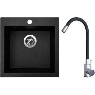 Set Sinks G20130 (dřez Viva 455 Granblack 30 + baterie Elasta Nerez/Černá)