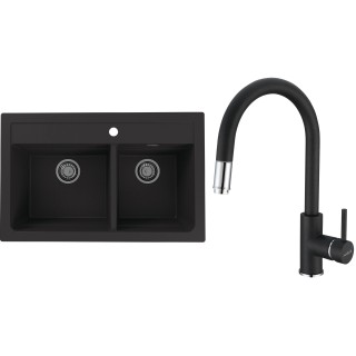 Set Alveus (dřez Atrox 50 Black 91 + baterie Delos Black 91)